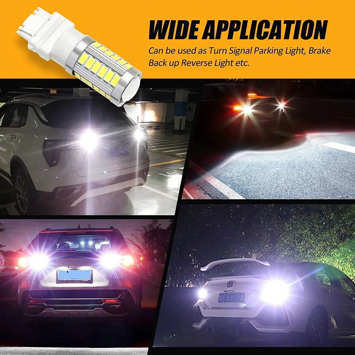 3156 Ampoules LED pour recul, clignotants, stop et feux arrière 20W 4000LM 6500K blanc 33LED série – 2 ampoules – vue 3