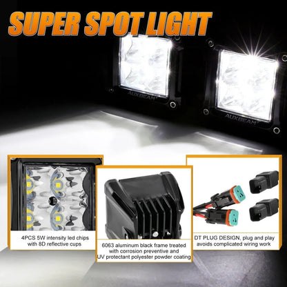3″ Spot/faisceau large projecteurs LED compacts + universel LED feux de travail supports de montage – vue 4 – NOVADOMIO