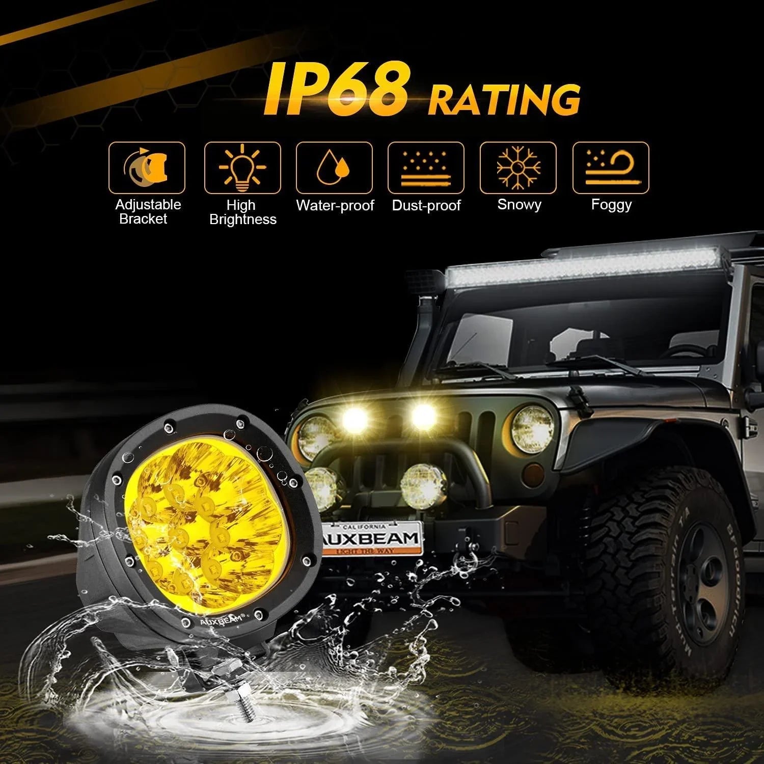 P4 série | 4 Inch 90W Round LED Driving Lights Spot orange Pod Lights – vue 6
