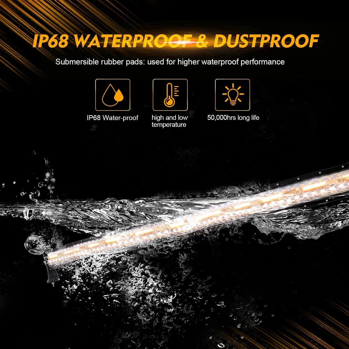 6 Modes série 42 Inch blanc&orange Curved Off Road Barres LED – vue 9