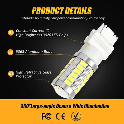 3156 Ampoules LED pour recul, clignotants, stop et feux arrière 20 W 4 000 lm 6 500 K blanc 33LED série – 2 ampoules – vue 6