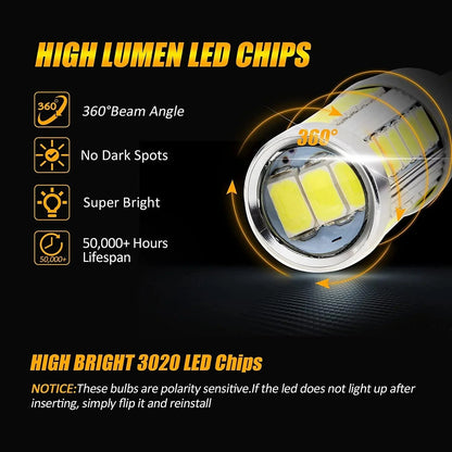3156 Ampoules LED pour recul, clignotants, stop et feux arrière 20 W 4 000 lm 6 500 K blanc 33LED série – 2 ampoules – vue 4