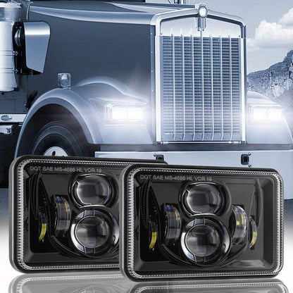 4×6″ 55 W Rectangular LED phare homologation DOT noir – vue 8 – NOVADOMIO
