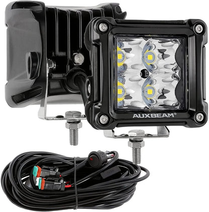4 pièces 3″ SPOT projecteurs LED compacts & Dual montant A supports inférieurs sur charnière de pare-brise pour Jeep Wrangler