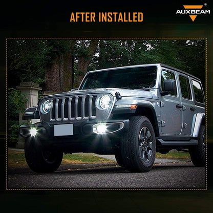 Lot de 2 4″ 30 W rond LED antibrouillards avec DRL&orange clignotant pour Jeep Wrangler JL JLU 2018 2019 2020 – vue 6