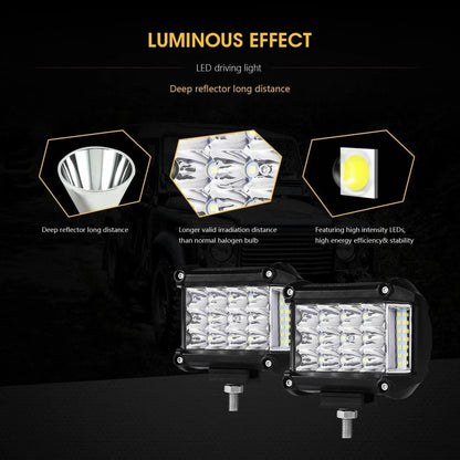 4 pièces 4″ projecteurs LED compacts faisceau combiné & Dual montant A supports inférieurs sur charnière de pare-brise pour