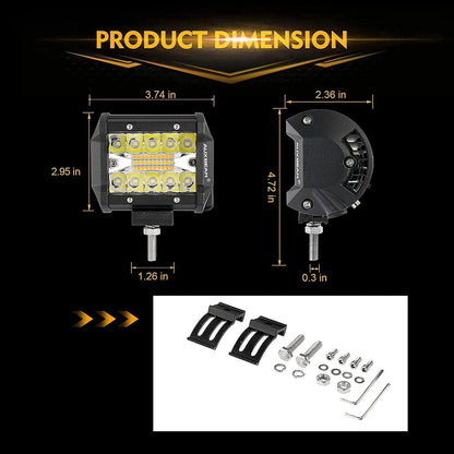 Lot de 2 4″ 6 modes blanc&orange feu LED de travail projecteurs LED compacts avec faisceau électrique pour SUV ATV UTV