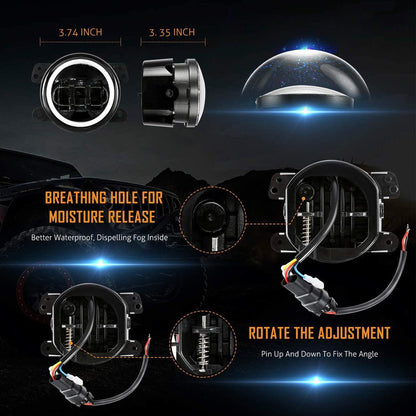 4″ 30 W LED antibrouillards avec blanc DRL+orange clignotant pour Jeep Wrangler 07-18 JK TJ LJ avant pare-chocs Lamp – vue 4
