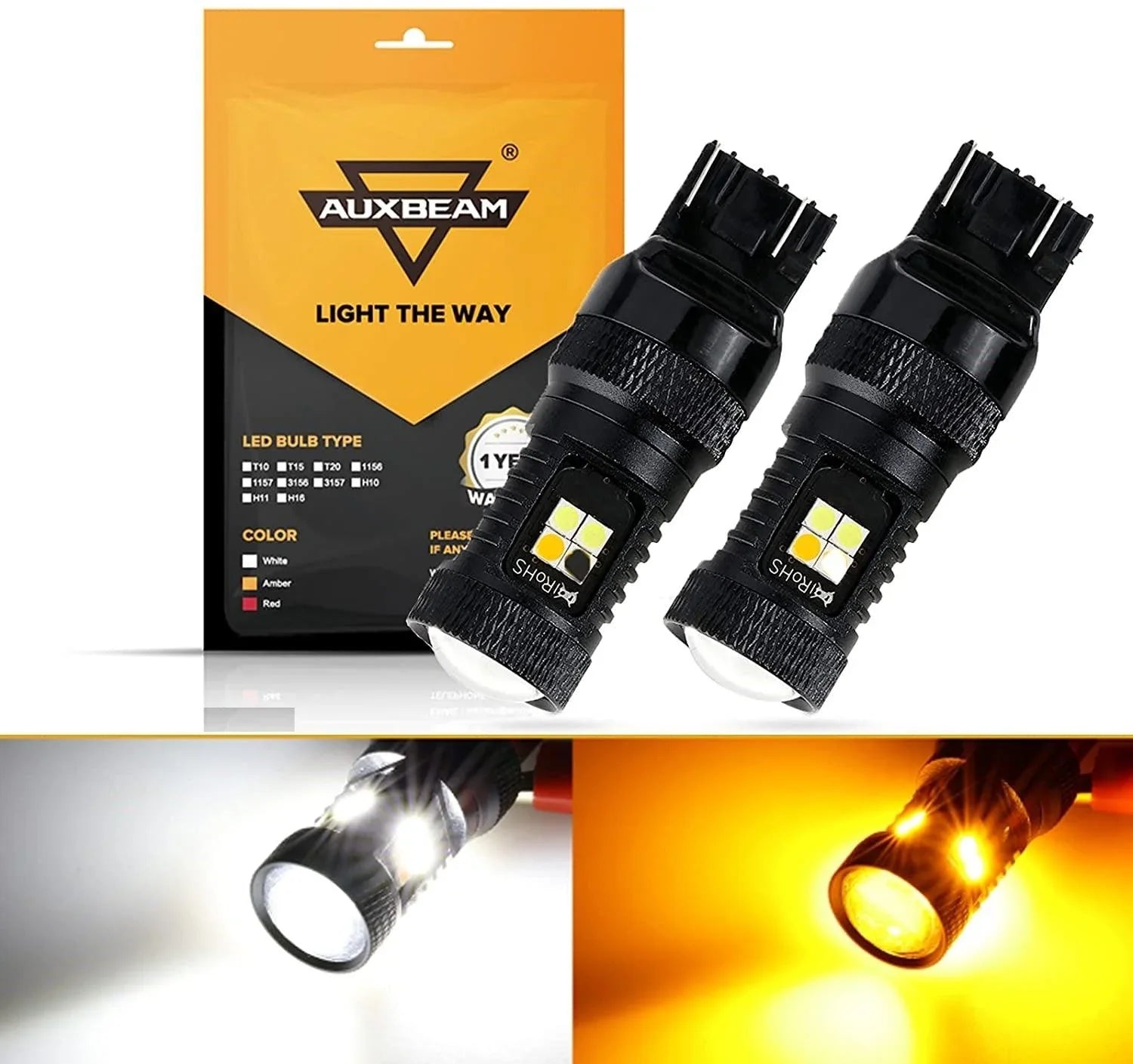 T20 7443 7440 Ampoules LED pour clignotants avant et feux de jour 300% haute luminosité bicolore à commutation blanc & orang…
