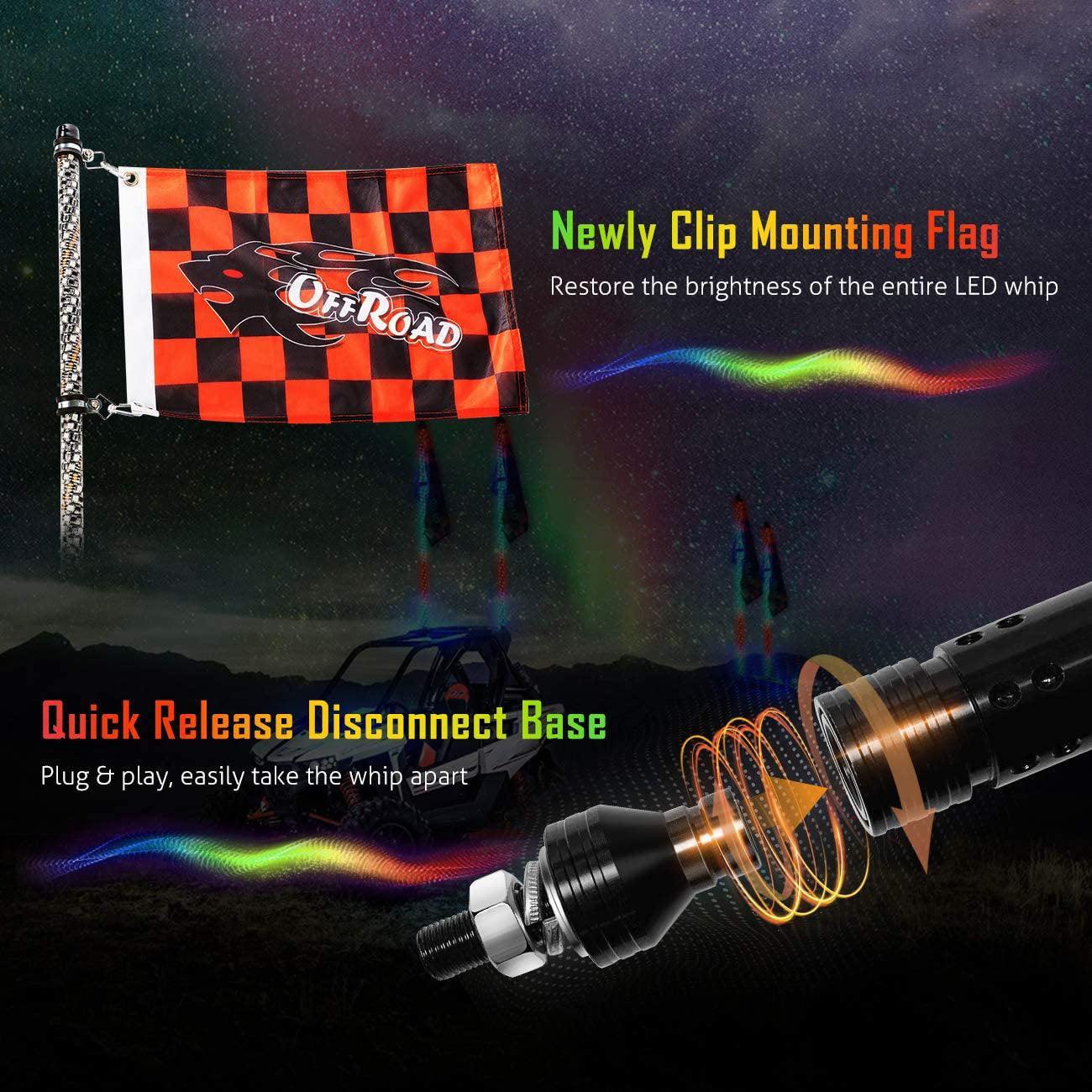 3FT/4FT RGB LED Whip Light Rotating Color Changing Flag Pole avec Bluetooth Controlled – vue 6
