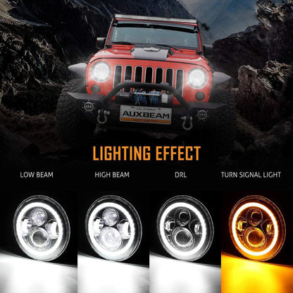 AUXBEAM 7″ LED Halo phare de remplacement pour Jeep Wrangler TJ CJ JK – vue 2 – NOVADOMIO
