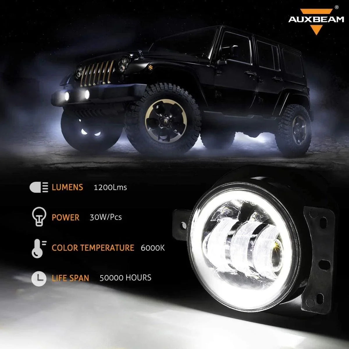 (2pcs/set) 4 Inch 30W Round LED Fog Lights avec DRL&orange clignotant pour Jeep Wrangler JL JLU 2018 2019 2020 – vue 2
