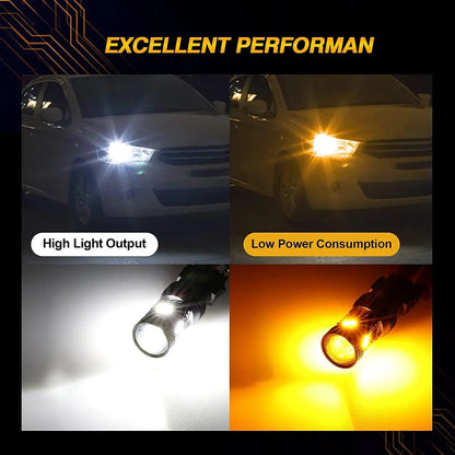 1157 BAY15D Ampoules LED pour clignotants avant et feux de jour 300% haute luminosité bicolore à commutation blanc & orange