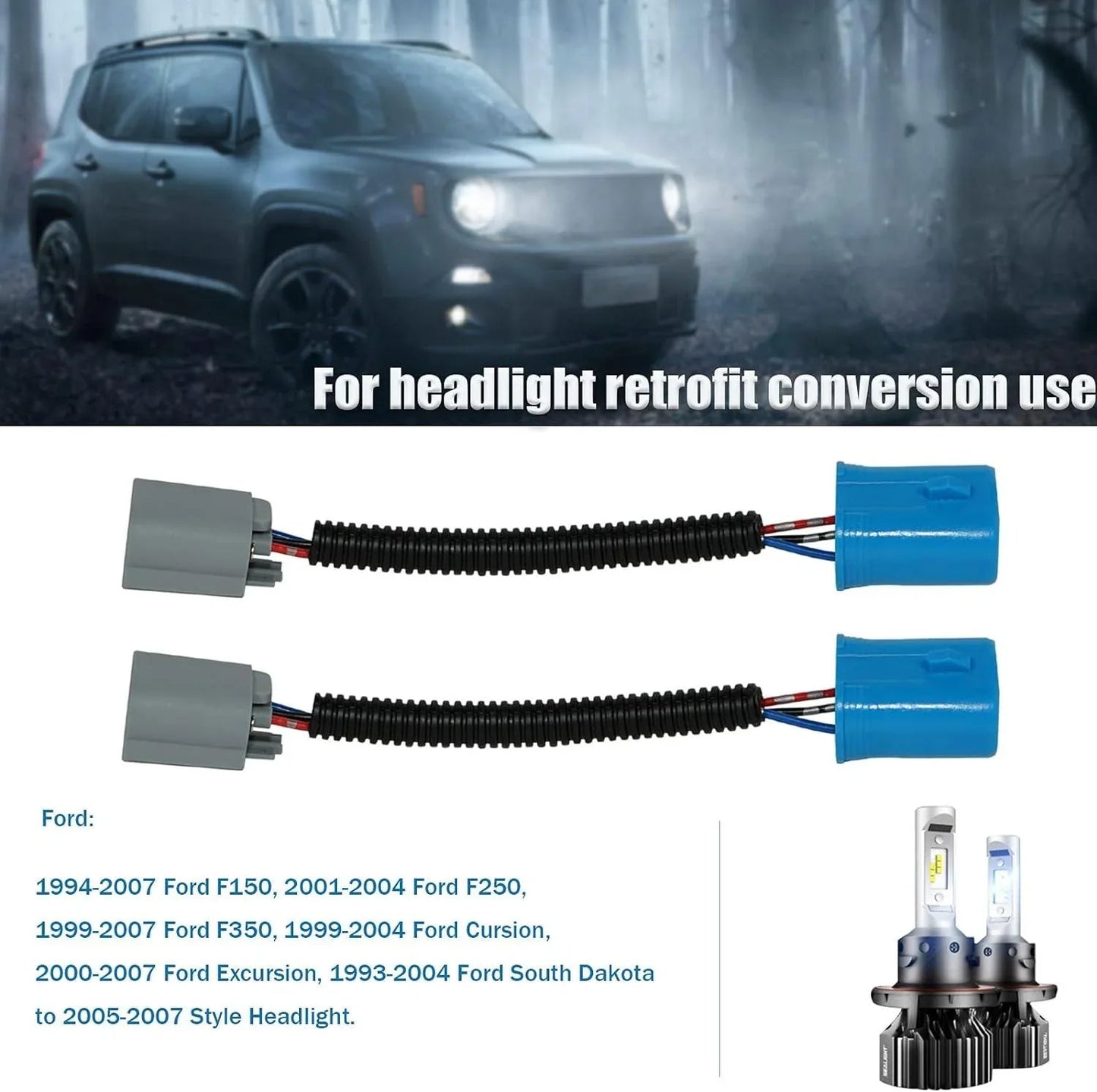 9007 LED Headlight Socket Female Adapter Wiring Harness Connector pour Headlight/Fog Light 2pcs/Set – vue 5