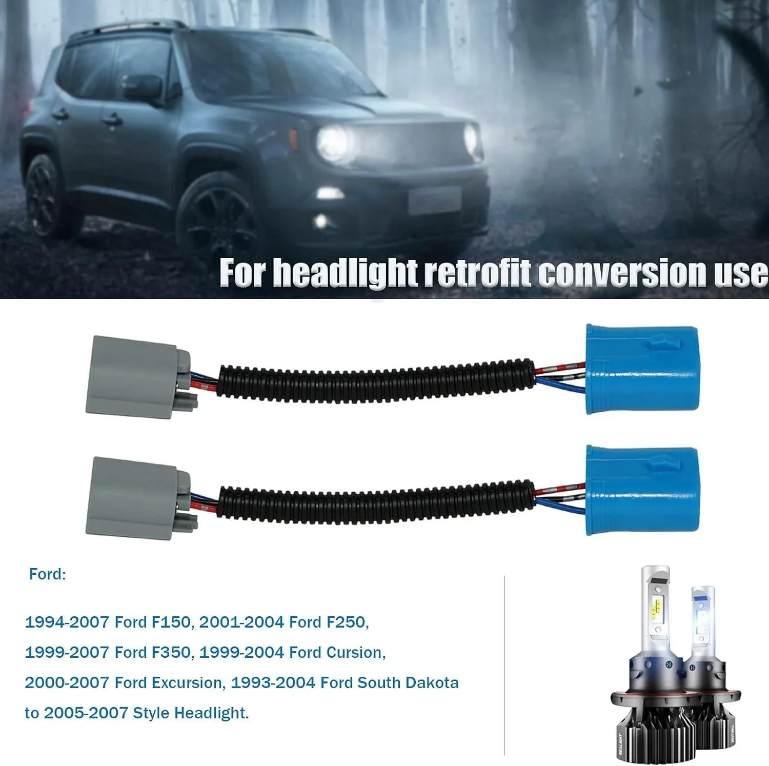 9007 LED Headlight Socket Female Adapter Wiring Harness Connector pour Headlight/Fog Light 2pcs/Set – vue 5
