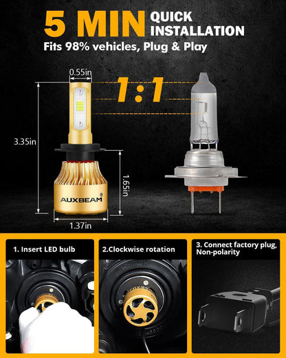 H7 Ampoules de phare LED 72 W 8 000 lm S3 série refroidissement par ventilateur 6 500 K blanc froid – 2 ampoules – vue 8