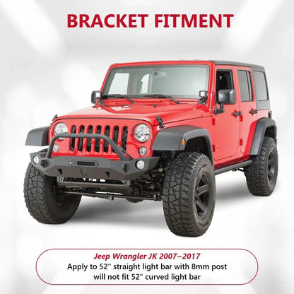 52″ droit Barres lumineuses conception 2-en-1 pare-brise supports de montage pour 2007–2017 Jeep Wrangler JK – vue 4