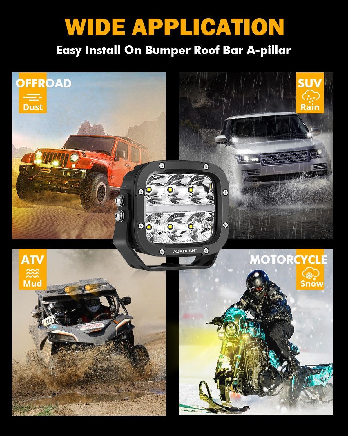 XP-ULTRA série 5 Inch 132W 15600LM blanc/orange LED Pods Driving Light avec orange DRL – vue 9