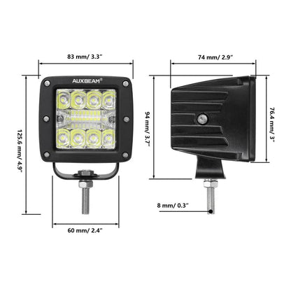 Lot de 2 3″ projecteurs LED compacts faisceau longue portée avec 2-Lead faisceau électrique pour camion Jeep SUV tout-terrain