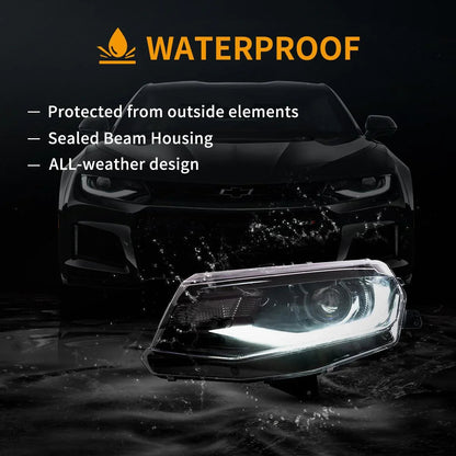 LED bloc optique avant projecteur double faisceau noir pour 2016–2022 Chevrolet Camaro 6th Gen – vue 6 – NOVADOMIO