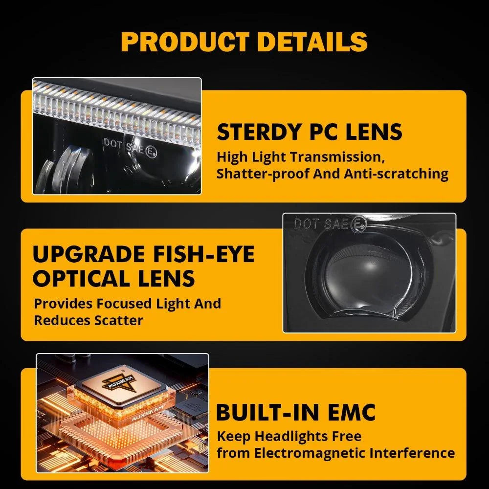 7x6 Led Headlights Rectangular Headlamps High Low Sealed Beam w/DRL clignotant DOT Approved pour Jeep Wrangler YJ Cherokee X…