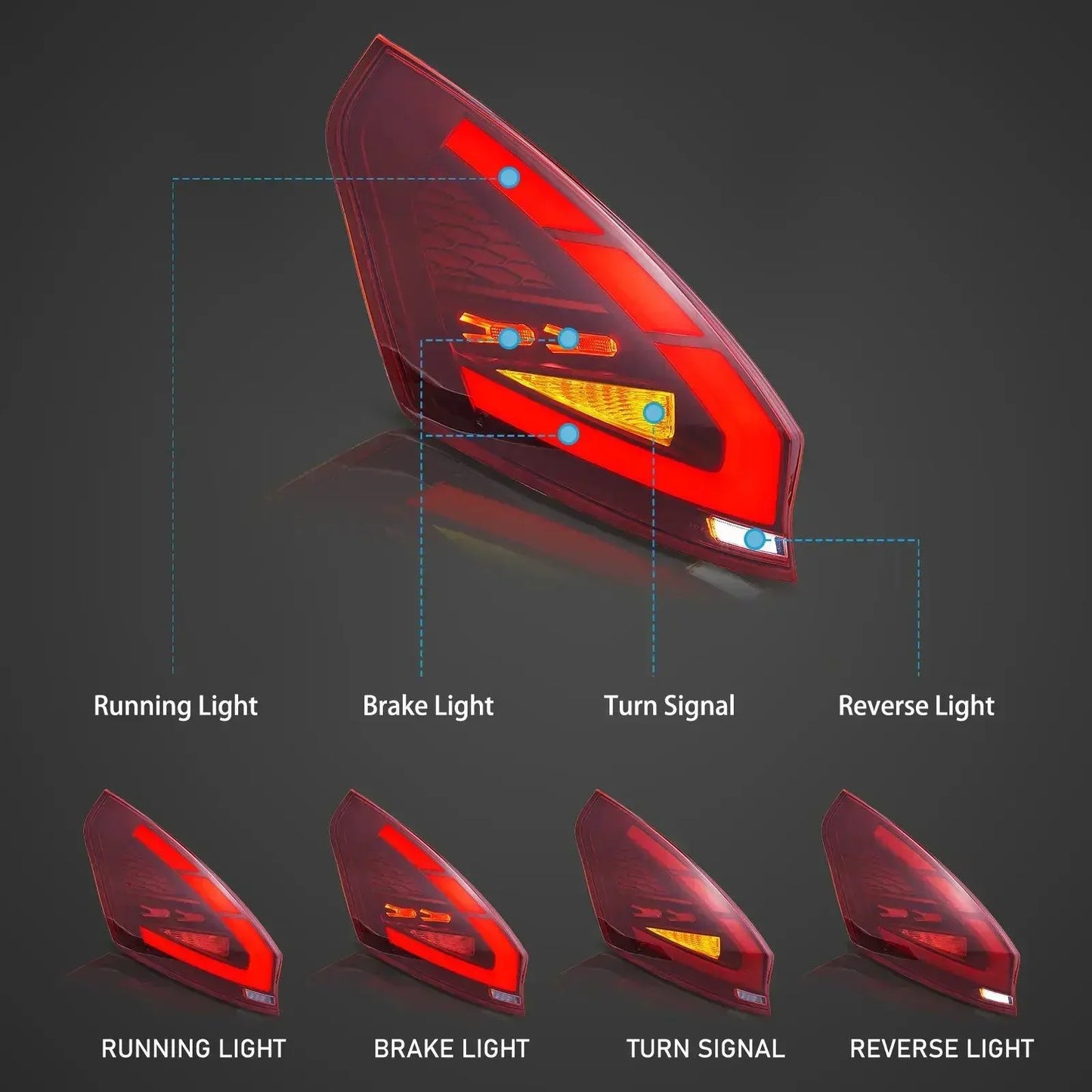 LED bloc de feux arrière pour 2009-2017 Ford Fiesta Hatchback – vue 4