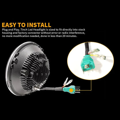 7″ phares LED avec DRL&clignotant High feux de croisement pour Jeep Wrangler JK TJ LJ CJ – vue 6 – NOVADOMIO