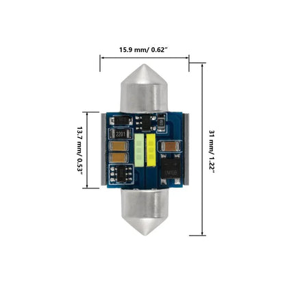 Lot de 2 bicolore à commutation 31 mm DE3175 DE3021 DE3022 1.22″ 1860CSP 6 500 K blanc froid& bleu glacier LED Festoon
