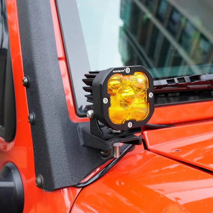 52″ 5D-PRO Barres LED & 3″projecteurs LED compacts & conception 2-en-1 pare-brise supports de montage pour Jeep Wrangler JK