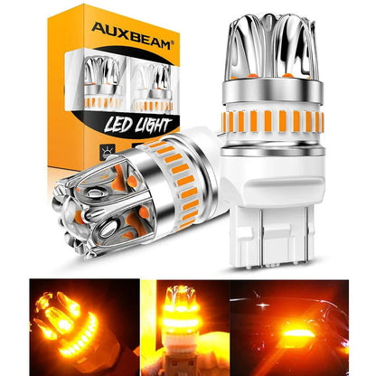 T20 7443 7440 Ampoules LED pour clignotants avant/arrière et feux latéraux 14W 6000LM CAN-bus 3000K orange Y2 série – 2
