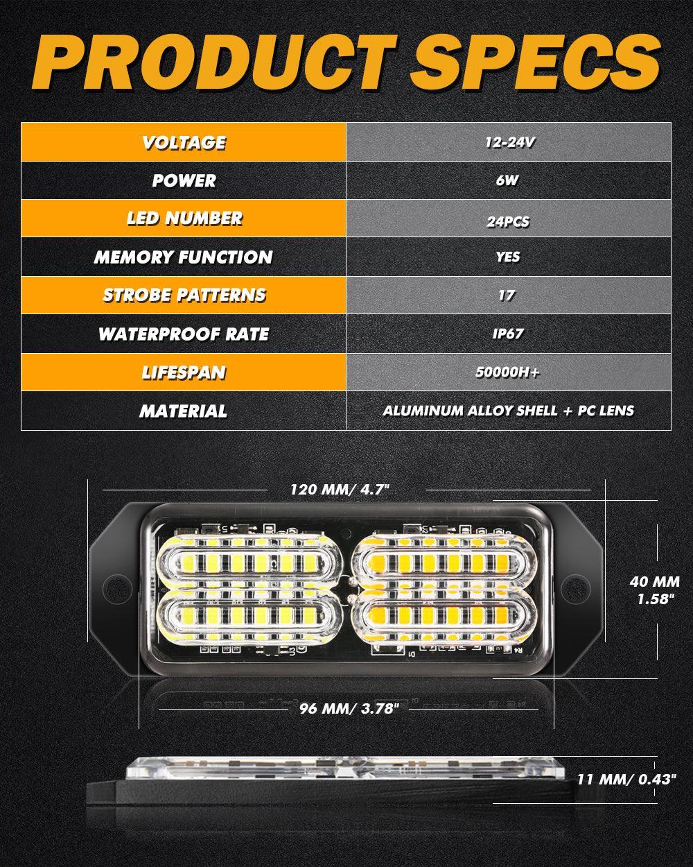 (4PSC/SET) 24LED Emergency Surface Mount Grill feu à éclats pour Trucks Vehicles ATV RV Cars Van – vue 7