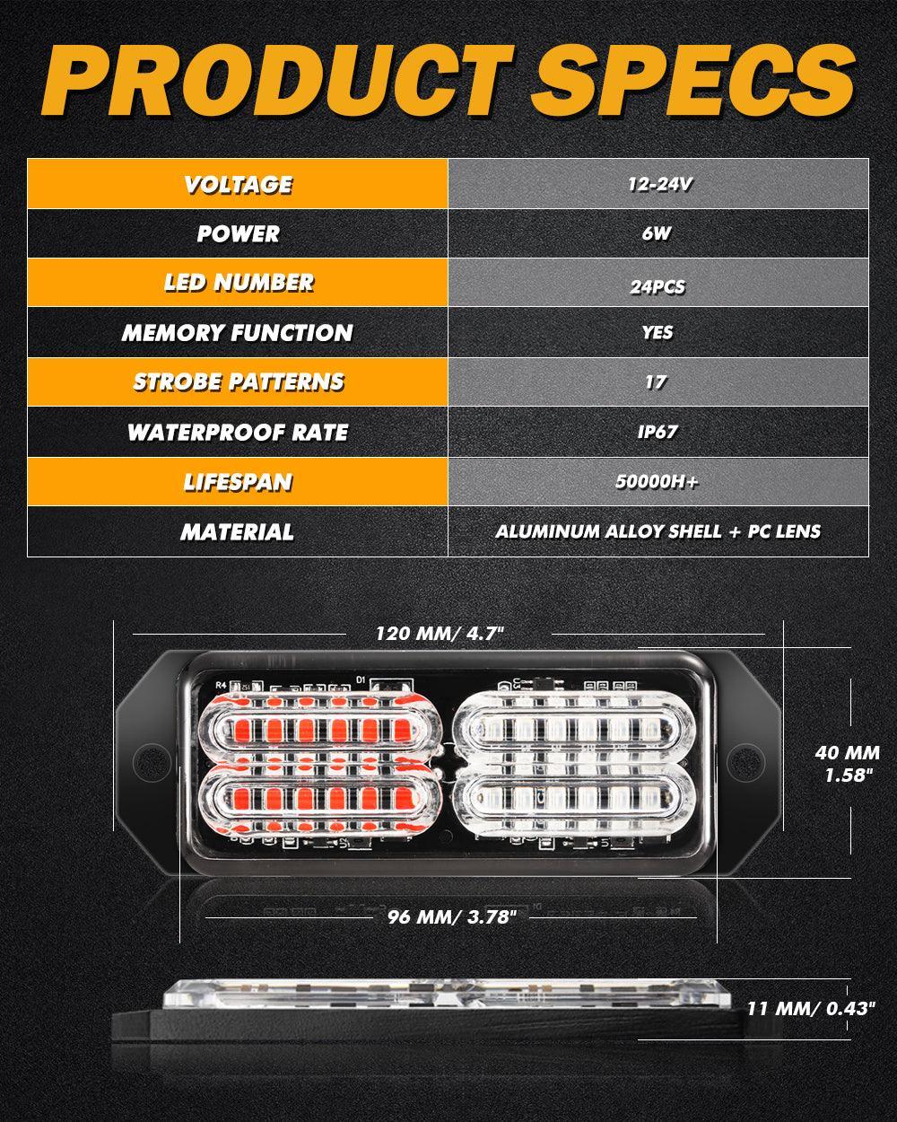 (4PSC/SET) 24LED Emergency Surface Mount Grill feu à éclats pour Trucks Vehicles ATV RV Cars Van – vue 7