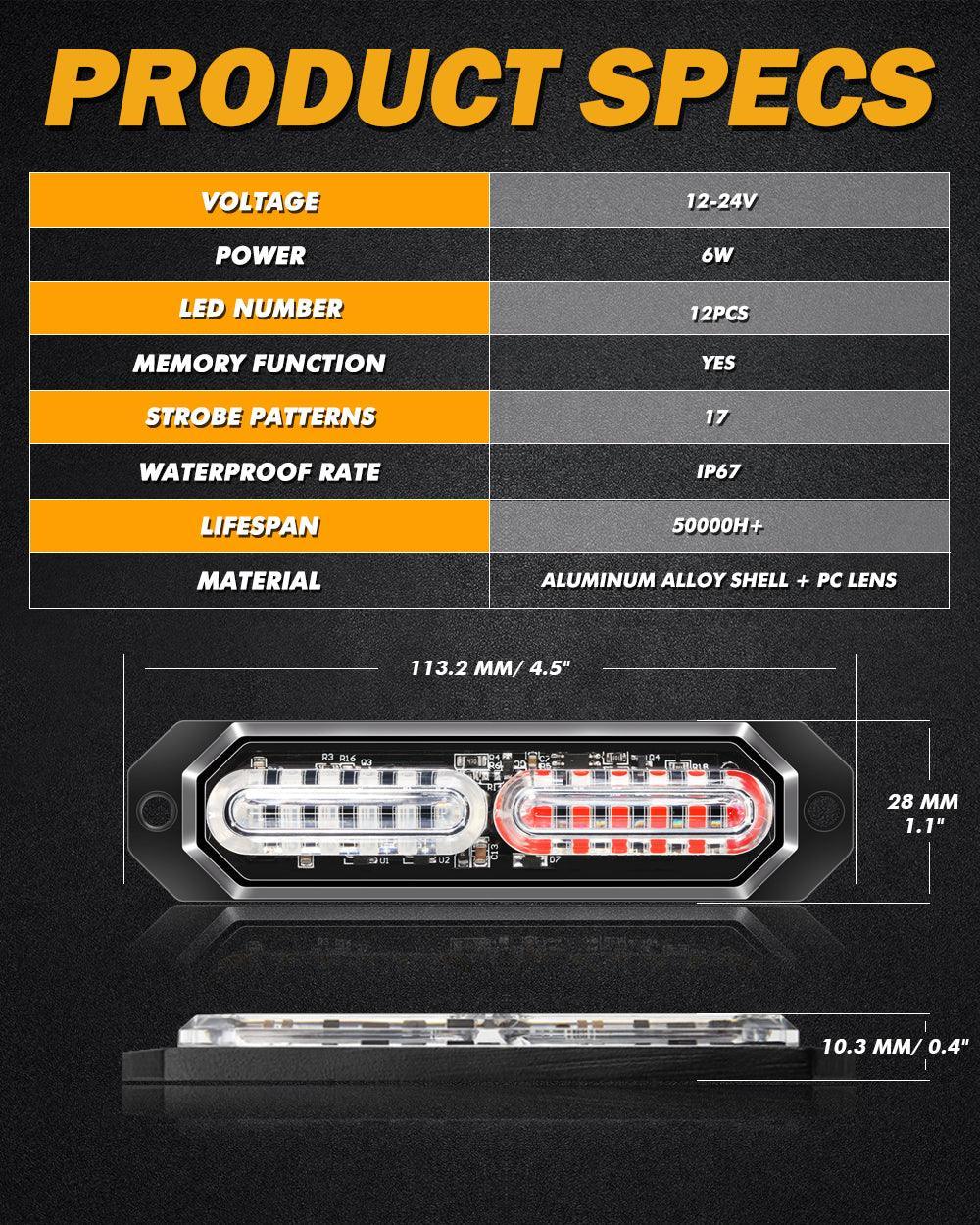 (4PSC/SET) 12LED Emergency Surface Mount Grill feu à éclats pour Trucks Vehicles ATV RV Cars Van – vue 6