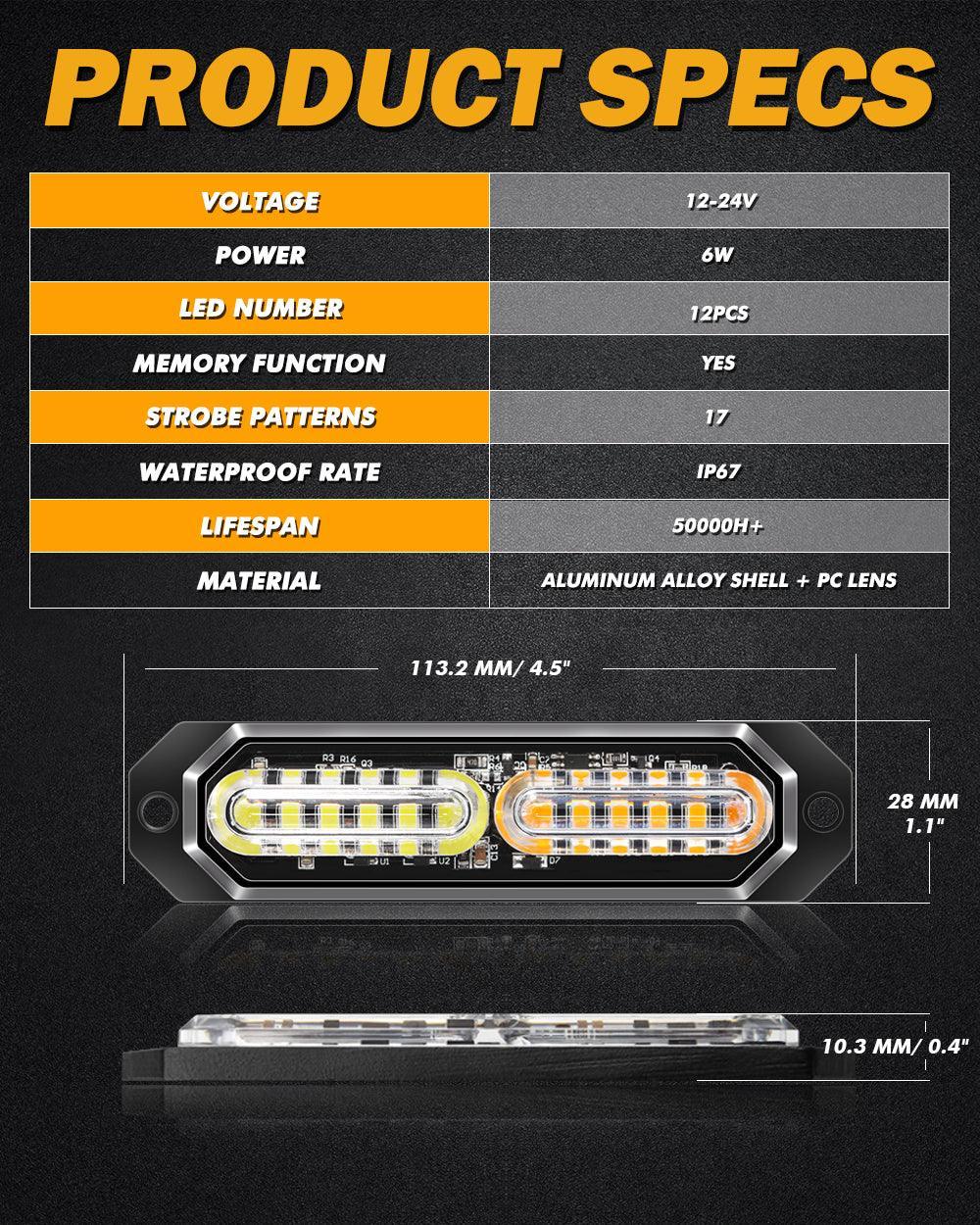 (4PSC/SET) 12LED Emergency Surface Mount Grill feu à éclats pour Trucks Vehicles ATV RV Cars Van – vue 7