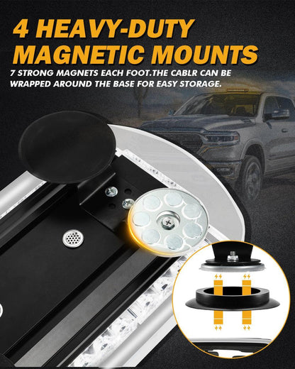 17″ stroboscopique de toit Barres lumineuses, 23 modes de flash fixation magnétique feux de signalisation d’urgence – vue 4