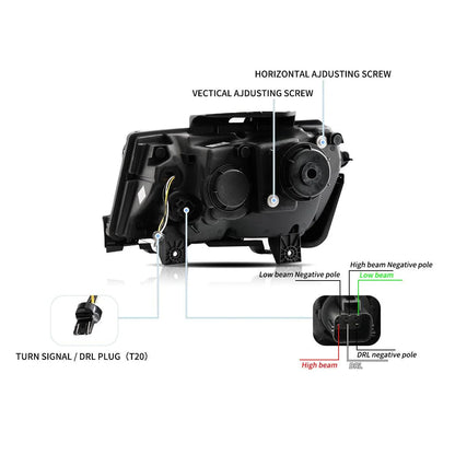 LED bloc optique avant projecteur double faisceau noir pour 2014–2015 Chevrolet Camaro – vue 8 – NOVADOMIO