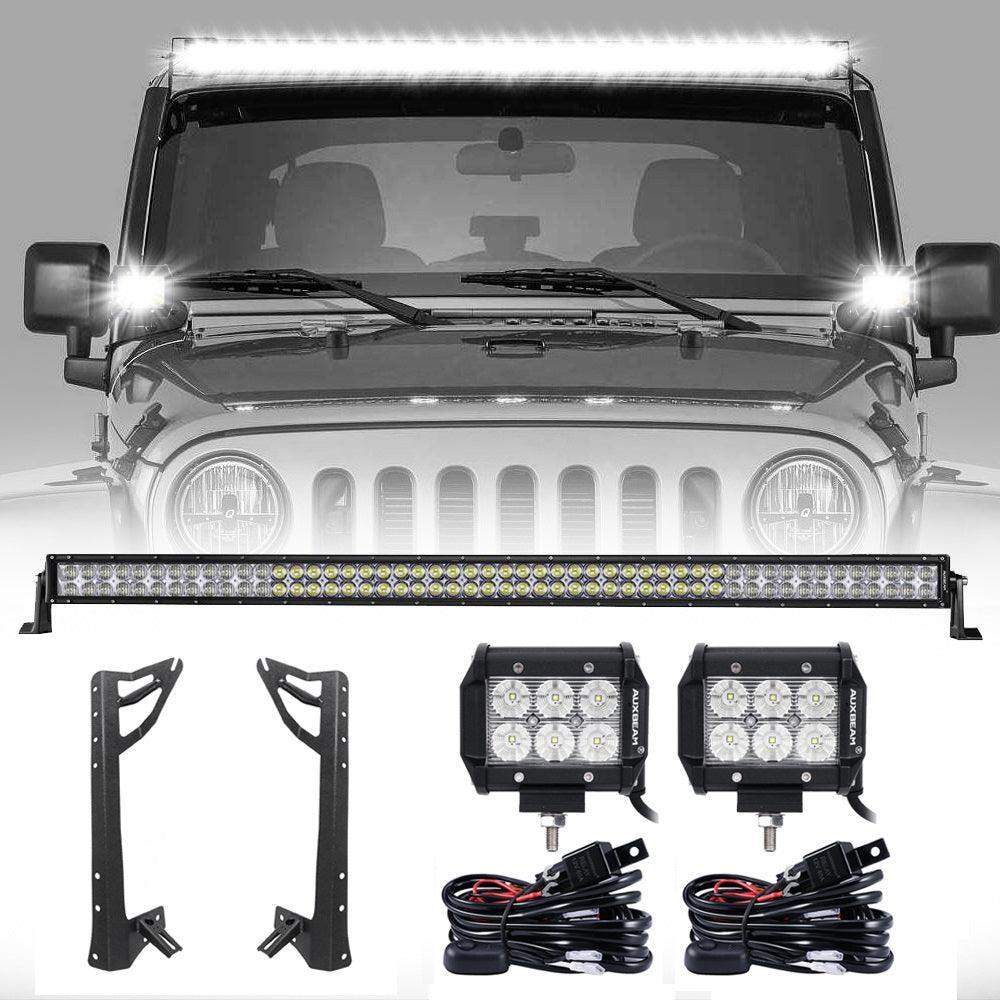 52" Straight Barres LED & 4" LED PODS & 2 IN 1 Design Windshield Mounting Brackets pour Jeep Wrangler JK 2007~2017 – vue 20