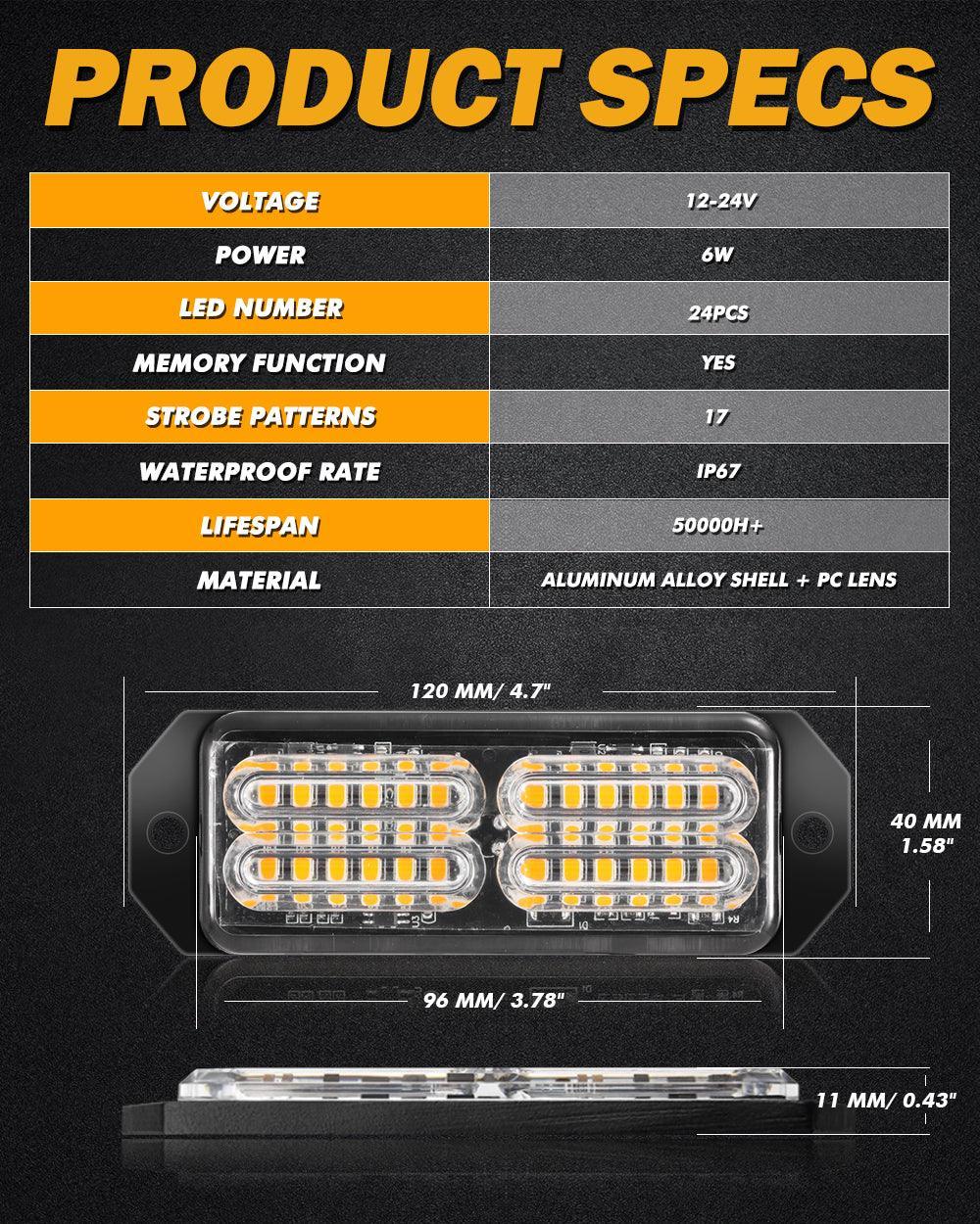 (4PSC/SET) 24LED Emergency Surface Mount Grill feu à éclats pour Trucks Vehicles ATV RV Cars Van – vue 7