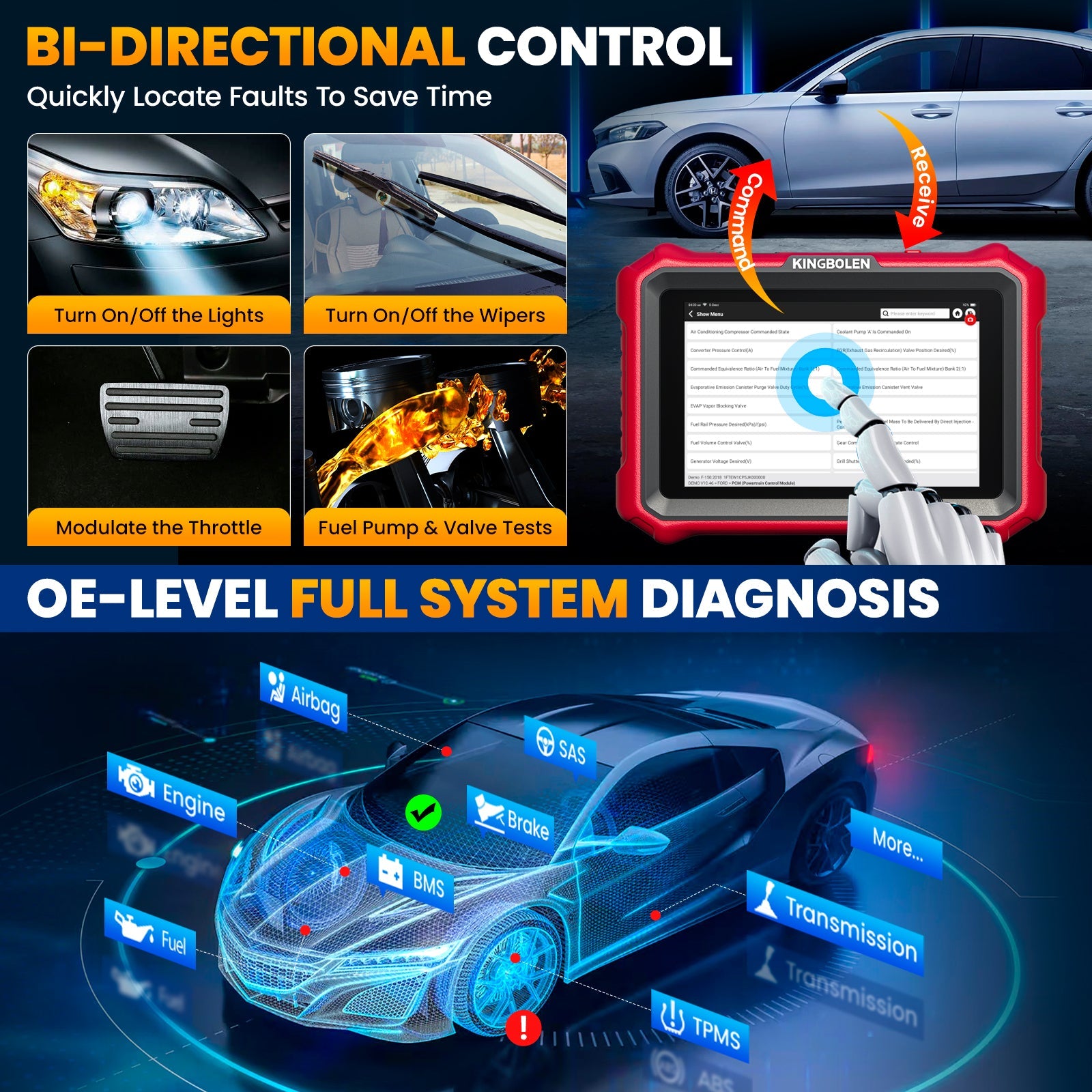 Valise diagnostic KINGBOLEN K8 Elite – 34+ services et mises à jour à vie – image produit 8 | NOVADOMIO