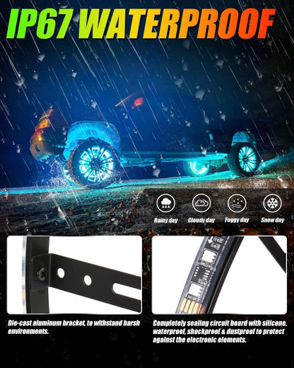 Lot de 4 15.5″ RGB LED anneaux LED de roue Magic Dream couleur éclairage néon de jante avec APP & RF télécommande – vue 8