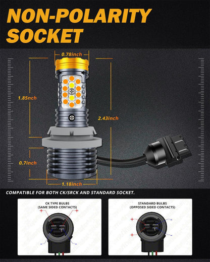 T25 3157 3156 Ampoules LED pour clignotants avant et feux de jour 800% haute luminosité sans erreur CAN-bus bicolore à