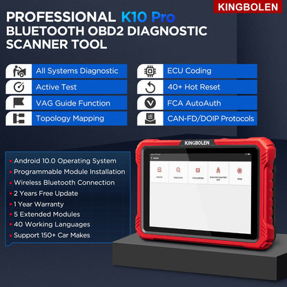 Valise diagnostic Bluetooth KINGBOLEN K10 Pro – CAN FD, DoIP et codage ECU – vue 4 – NOVADOMIO