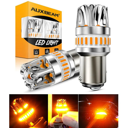 1157 BAY15D Ampoules LED pour clignotants avant/arrière et feux latéraux 14W 6000LM sans erreur CAN-bus 3000K orange Y2 série