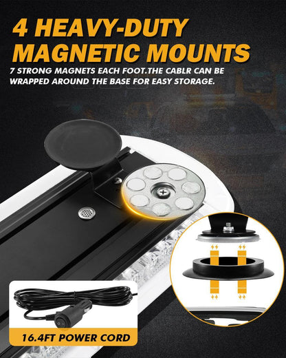 21.5″ stroboscopique de toit Barres lumineuses, 20 modes de flash fixation magnétique feux de signalisation d’urgence – vue 5