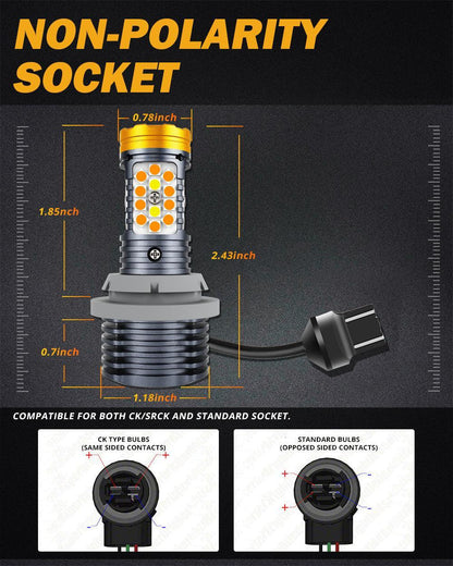 T20 7443 7440 Ampoules LED pour clignotants avant et feux de jour 800% haute luminosité sans erreur CAN-bus bicolore à