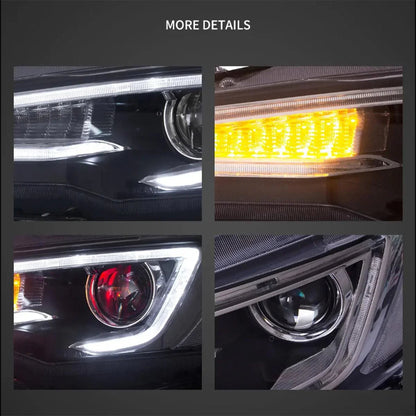 LED bloc optique avant projecteur double faisceau avec Demon Eyes noir pour 2008-2017 Mistubishi Lancer 9th Gen Evo X GSR