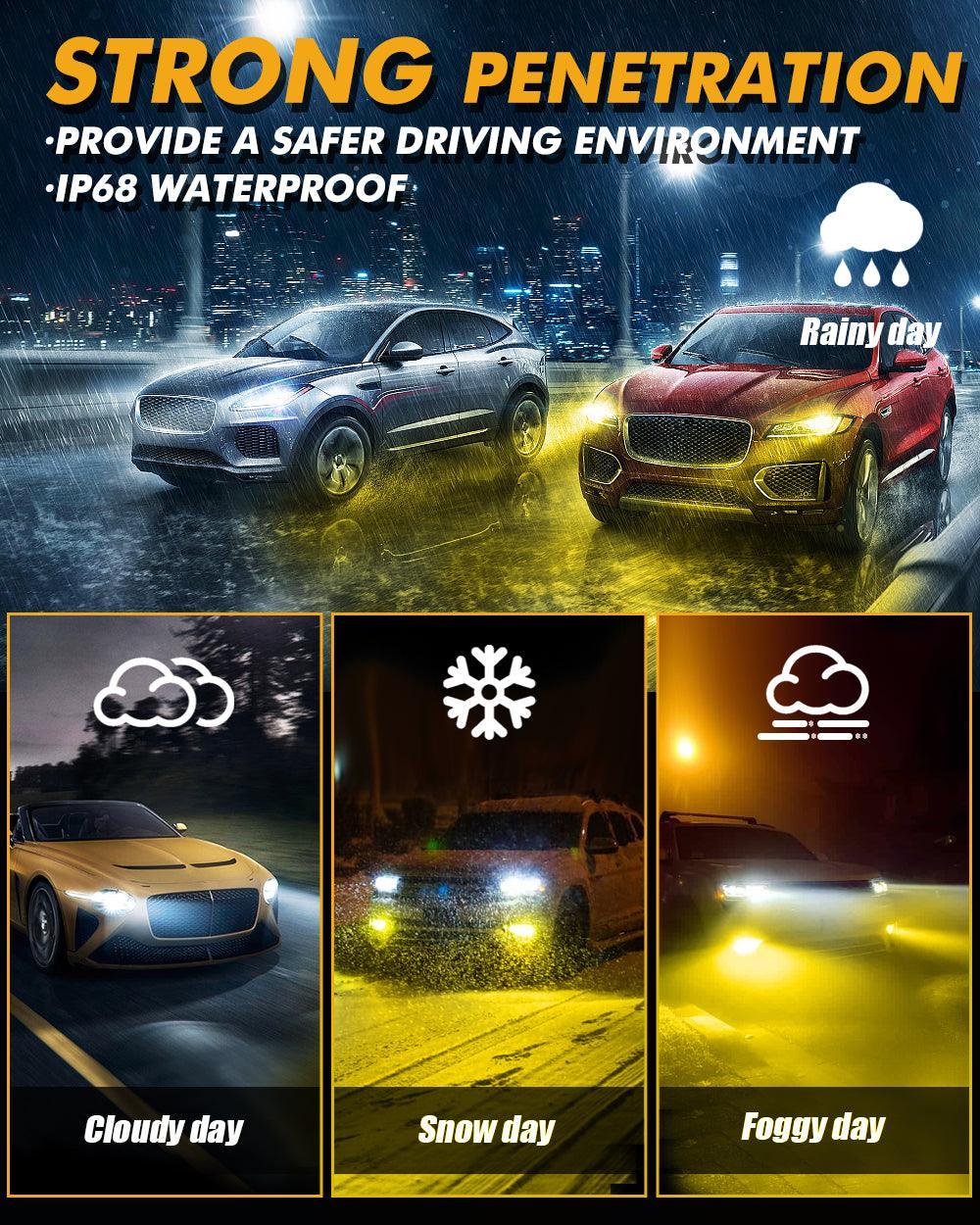 9006/HB4 LED Bulb Fog Lights/Low Beam Lights 110W 25000LM GX Bi-Color série High Power & Brightness bicolore à commutation –…