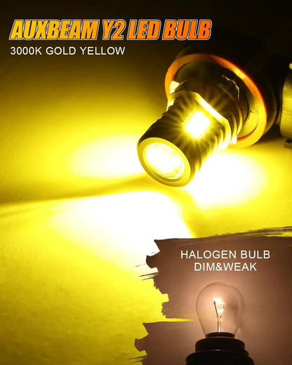 Lot de 2 H11/H8/H9/H16JP Y2 série 3-Sides jaune doré LED antibrouillard/DRL – vue 2 – NOVADOMIO