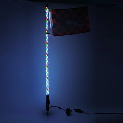 3FT/4FT RGB LED fouet LED avec commande Bluetooth + fouet LED supports de montage pour UTV, ATV, véhicule tout-terrain – vue