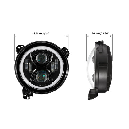 Lot de 2 9″ phares LED avec DRL anneau Halo pour Jeep Wrangler JL Jeep Gladiator JT 2018 2019 2020 2021 2022 – vue 10